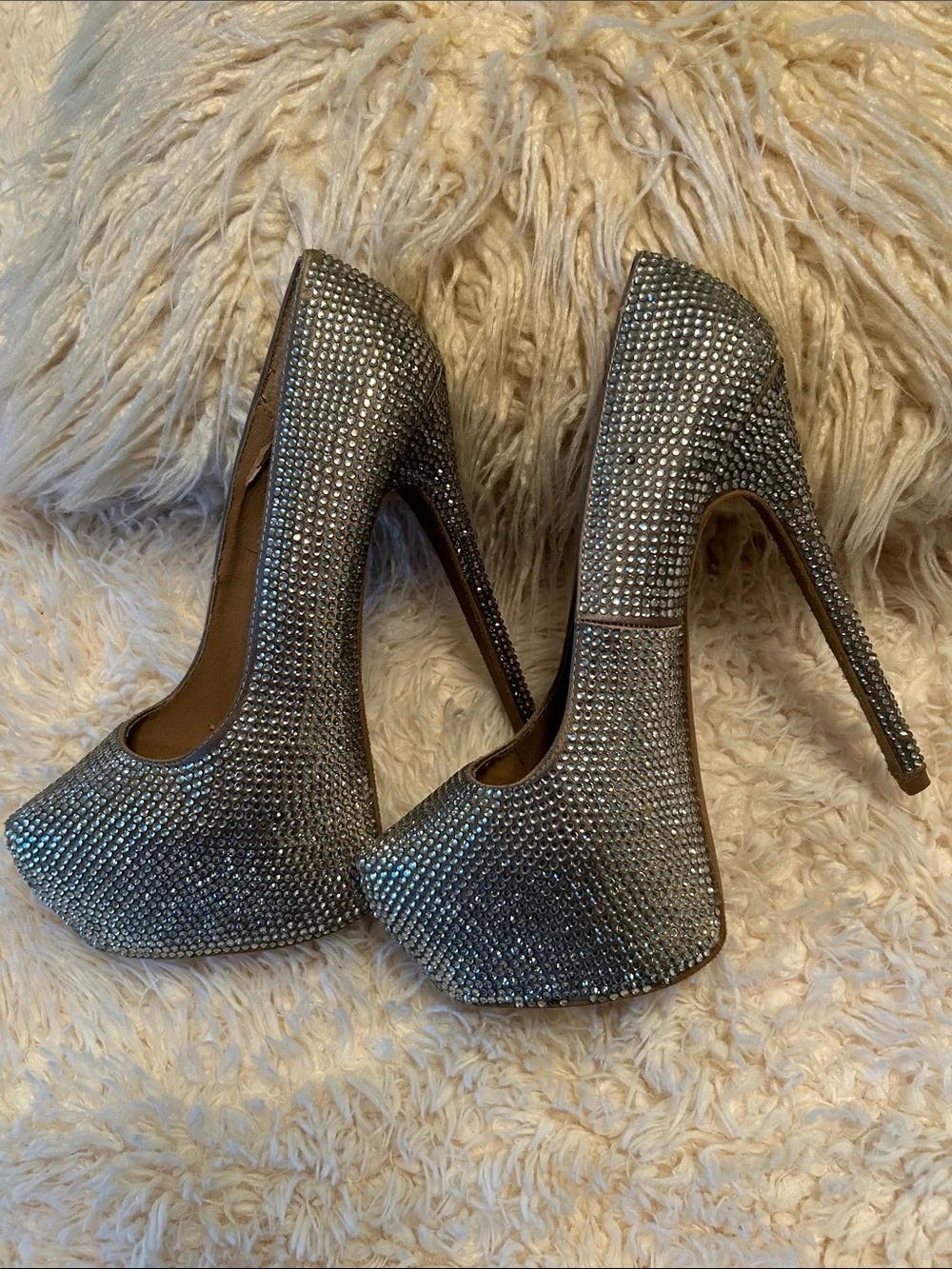 Steve Madden Silver Crystal-Studded Pointed-Toe Heels